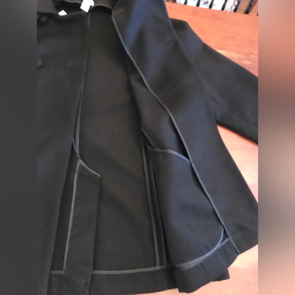 NWT Chicos Smooth Plush Daja Black Fleece Pea Coat Size 2 - Picture 9 of 11